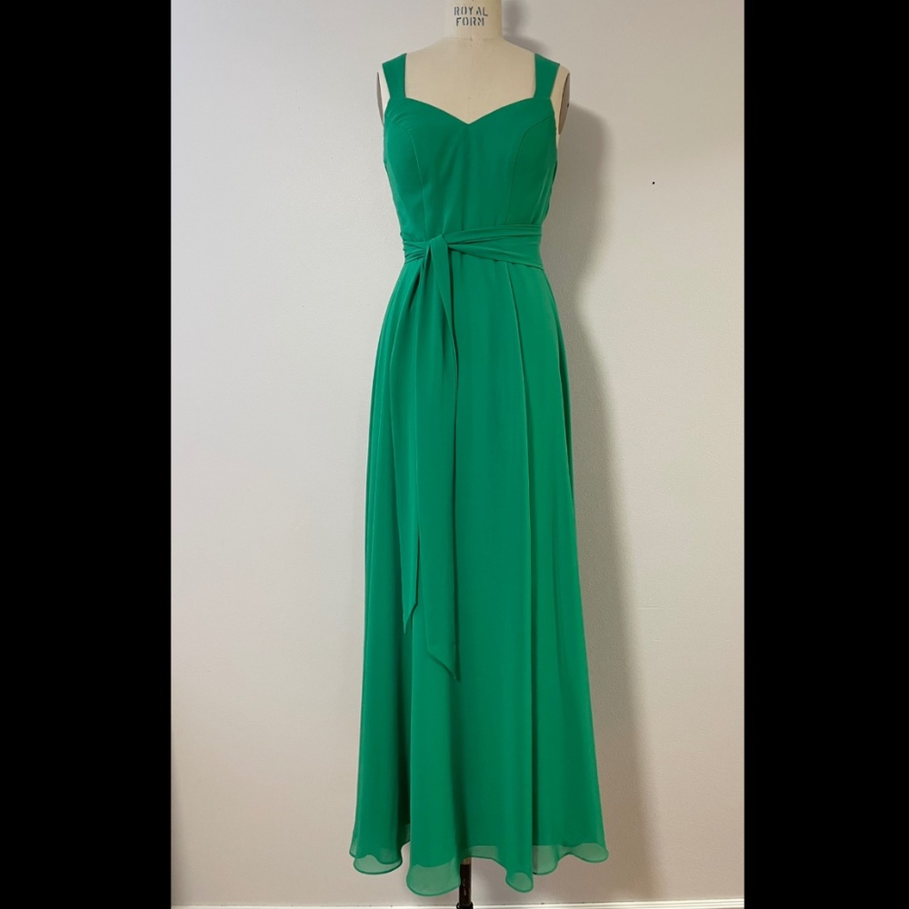 AZAZIE Women's Bridesmaid Sleeveless Long Green Dress Size 6 - Great Condition